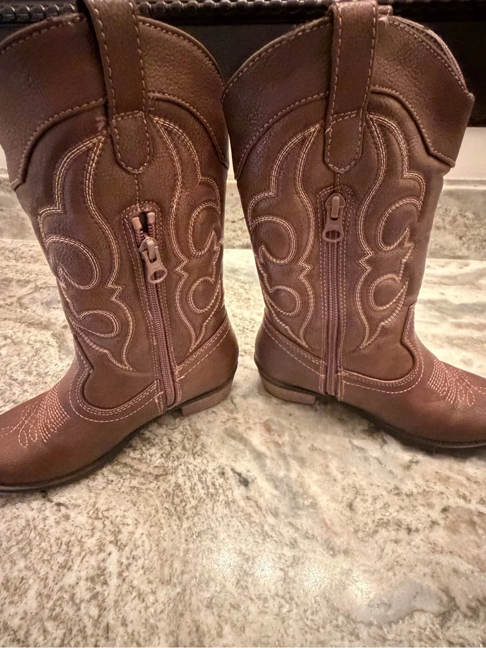 Cat & Jack Girls Brown Embroidered Western Cowboy Boots Size 1